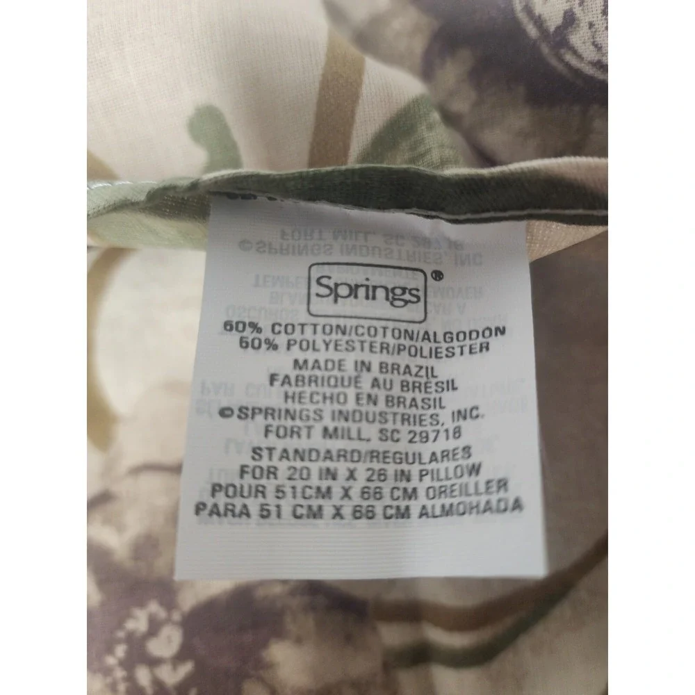 Springs Industries Set of 2 Pillow Shams Purple flowers‎ Beige background NEW